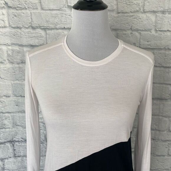 BCBGMaxazria women XXS colorblock Longsleeve scoopneck asymmetrical top - Picture 3 of 12